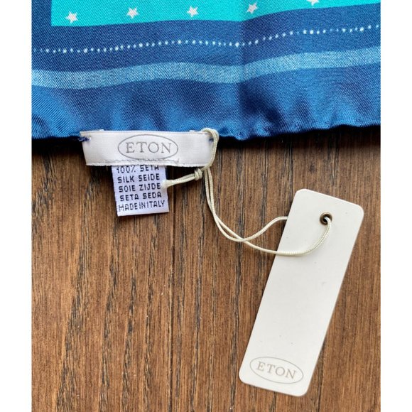 Eton Pocket Square Blue 13" 100% Silk - Picture 4 of 5